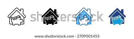 Home Savings Multiple Style Icon Design Vector - house with a piggy bank representing saving money, financial planning, or personal investment
