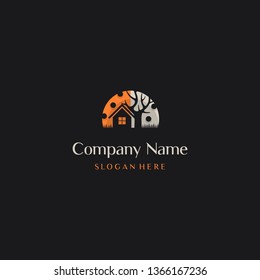 Home Scary Halloween Creative Vector Logo Design 
