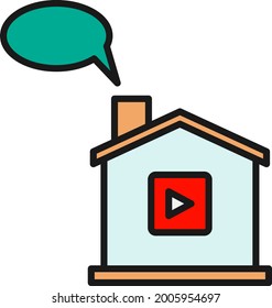 Home School Line Filled Vector Icon Design
