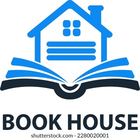 logotipo de la escuela en el hogar, logotipo del libro, hogar y educación en el hogar