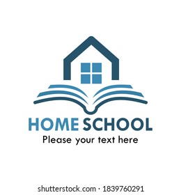 Home School Logo Template Illustration. There Are Book With Home