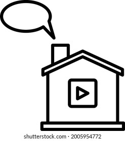 Home School Outline Vector Icon Design
