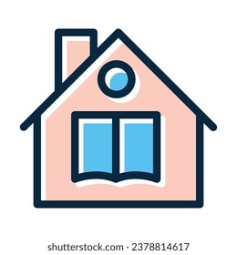 Home School Vector Thick Line Filled Dark Colors For Personal And Commercial Use.

