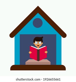 home schooling cartoon of vector illustration