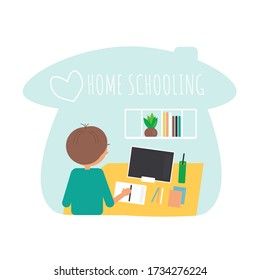 home schooling  education  boy pupil student study stay home pupils school at home sit boy education