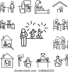 Home schooling, feeling isolated icon in a collection with other items