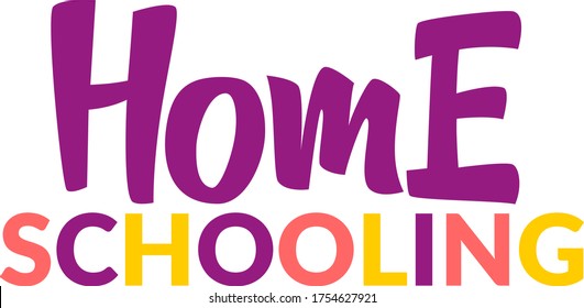 Home schooling hand drawn vector lettering. Online training, education and study from home. Motivational quote. Original typography design for logo, card, poster, web banner or print.