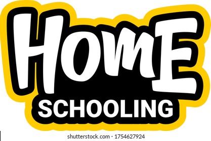 Home schooling hand drawn vector lettering. Online training, education and study from home. Motivational quote. Original typography design for logo, card, poster, web banner or print.