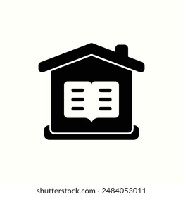 home schooling icon, isolated black icon theme learning