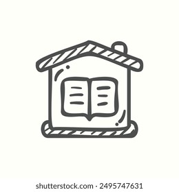 home schooling icon, isolated handdrawn icon theme learning