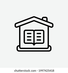  home schooling icon, isolated learning outline icon in light grey background, perfect for website, blog,  logo, graphic design, social media, UI, mobile app, EPS 10 vector illustration