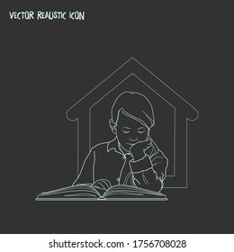 Home schooling icon line element. Vector illustration of home schooling icon line isolated on clean background for your web mobile app logo design.