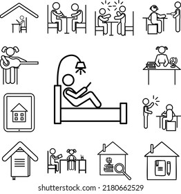 Home Schooling, Self Study Icon In A Collection With Other Items