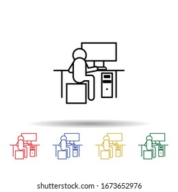 Home schooling, study online multi color icon. Simple thin line, outline vector of home schooling icons for ui and ux, website or mobile application