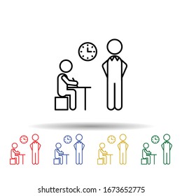 Home schooling, taking examination multi color icon. Simple thin line, outline vector of home schooling icons for ui and ux, website or mobile application