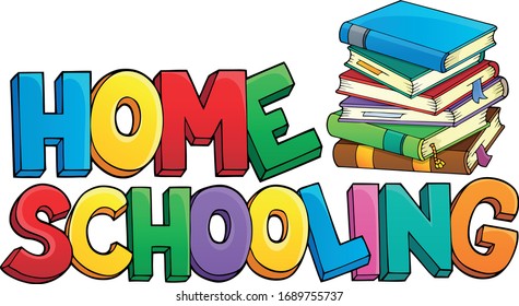 Home schooling theme sign 1 - eps10 vector illustration.