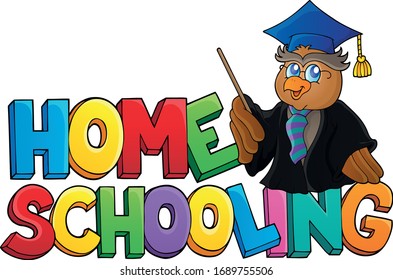 Home schooling theme sign 3 - eps10 vector illustration.