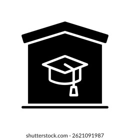 Home Schooling Vector for Remote Learning and Online Classes – Laptop and book illustration, family education concept. Glyph Icon