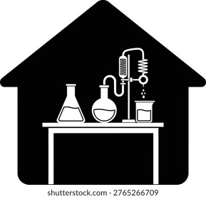Home Science Laboratory Icon Research Experiment House Concept