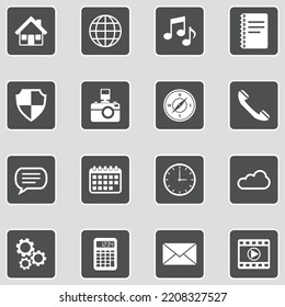 Home Screen Application Icons. Sticker Design. Vector Illustration.