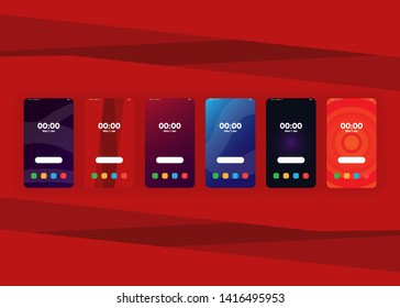 Aplicaciones de pantalla doméstica Tiempo de búsqueda desbloqueado Smartphone Interfaz de usuario Experiencia de usuario Interfaz de interfaz de usuario de interfaz de usuario Ilustración de vectores de plantillas de interfaz de usuario
