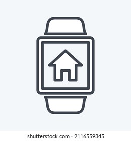 Home Screen Icon in trendy line style isolated on soft blue background