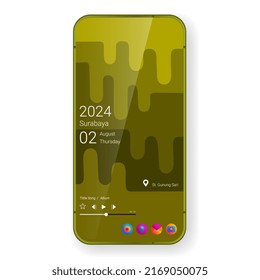 home screen layout mobile app user interface yellow, vector design illustration