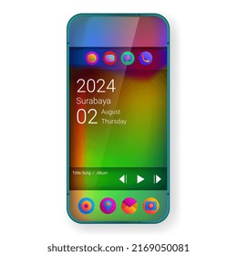 home screen layout mobile app ui rainbow icon widget, vector design illustration