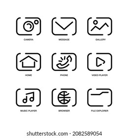 Icono de la línea de pantalla principal con un concepto simple y sencillo, muy adecuado para iconos de sitio web y aplicación
