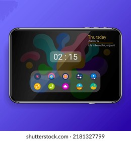 home screen mobile application user interface digital realistic tablet phone, vector design illustration