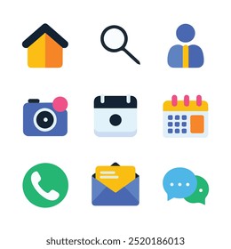 home, search, contract, camera, calendar, call, chat, icon Design