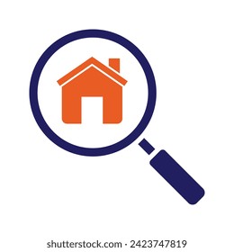 home search, house and magnifying glass icon vector