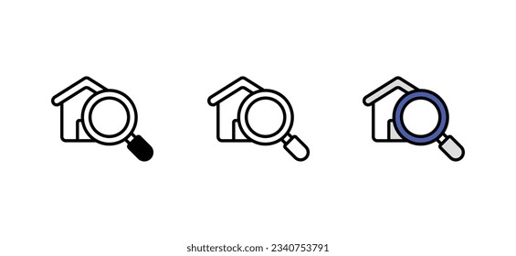 Home Search icon design with white background stock illustration