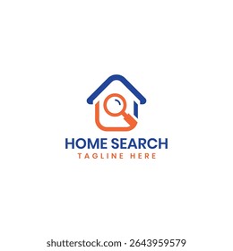 home search logo design house search icon modern home finding real estate business 