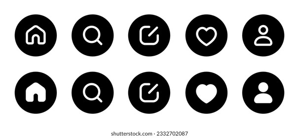 Home, search, new thread, activity, and profile icon. Social media elements inspired by threads app. Vector illustration