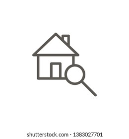Home search vector icon. Simple element illustration from UI concept. Home search vector icon. Real estate concept vector illustration.