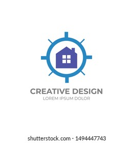 Home Searching Logo Design. vector house logo design
