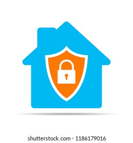 Home secure icon. Vector illustration. Protection icon in flat design. Security concept