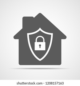 Home secure icon. Vector illustration. Protection icon in flat design. Security concept