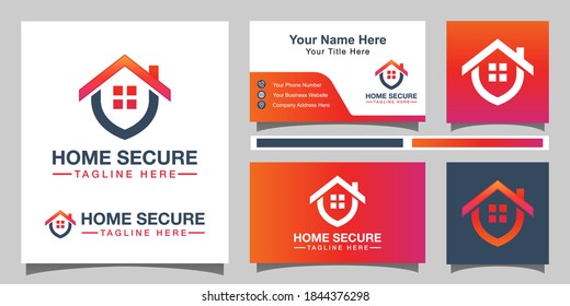 home secure logo, smart house logo design with identity card