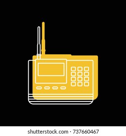 Home security alarm doodle icon vector illustration for design and web isolated on black background. Home security alarm vector object for label web and advertising