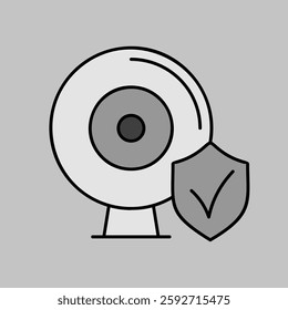 Home security camera vector grayscale icon. Cctv camera sign. Security sign. Graph symbol for your web site design, logo, app, UI