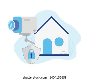 Home Security and CCTV Sys...lat Illustration Style