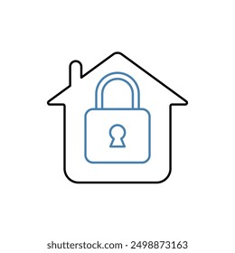 Icono de línea de concepto de seguridad para el hogar. Ilustración de elemento simple. diseño de símbolo de contorno de concepto de seguridad para el hogar.