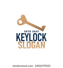Home security design simple key logo old vintage minimalist template illustration