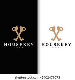 Home security design simple key logo old vintage minimalist template illustration