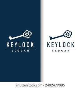 Home security design simple key logo old vintage minimalist template illustration