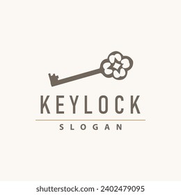 Home security design simple key logo old vintage minimalist template illustration