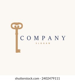 Diseño de seguridad en el hogar logotipo de clave simple imagen de plantilla de estilo antiguo minimalista