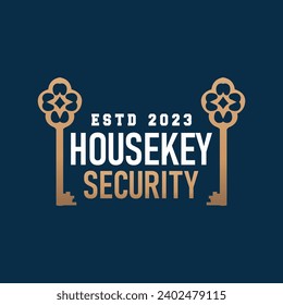 Home security design simple key logo old vintage minimalist template illustration